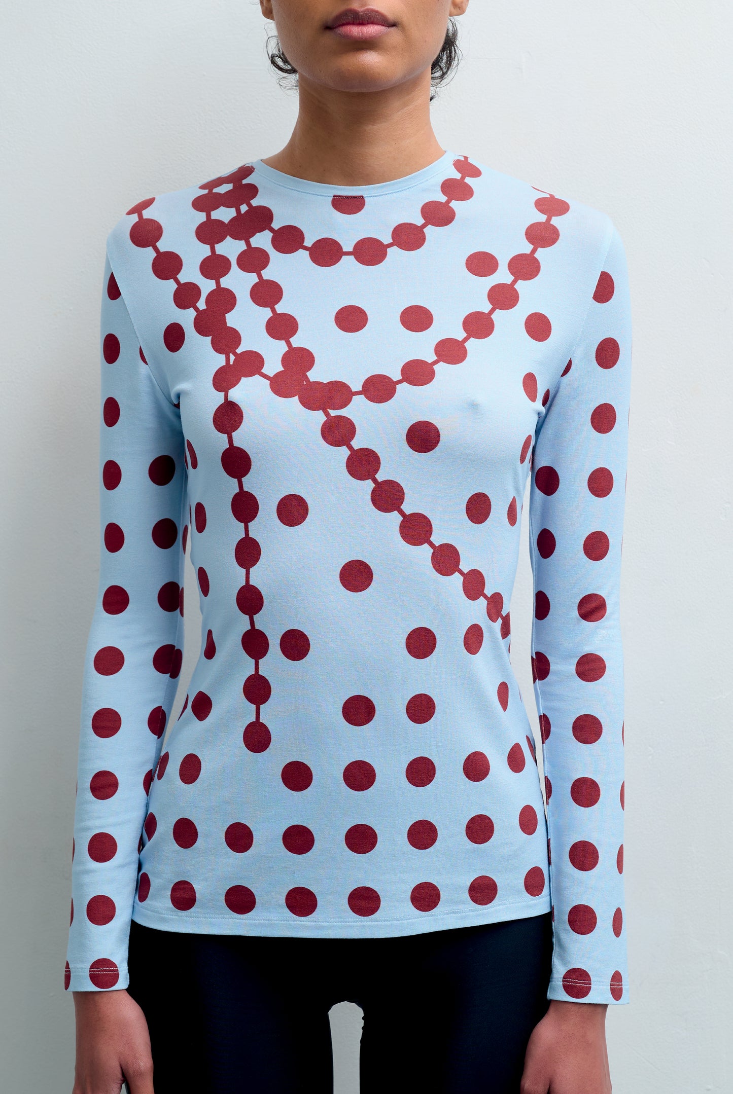 POLKADOT TOP blue & burgundy