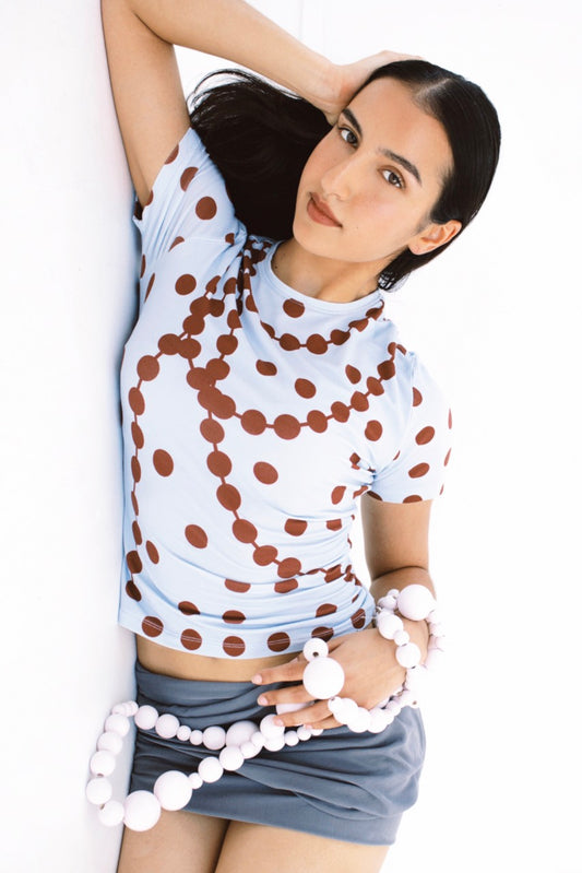 POLKADOT T-SHIRT blue & burgundy